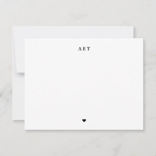 Carte De Correspondance Classic 3 Monogramme initial avec un petit coeur