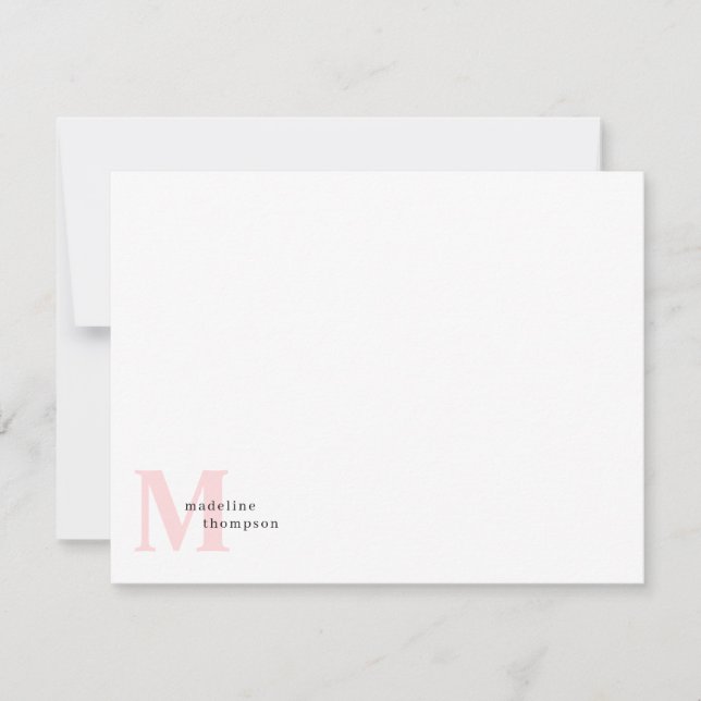 Carte De Correspondance Classic Blush Pink Monogramme Nom Typographie (Devant)