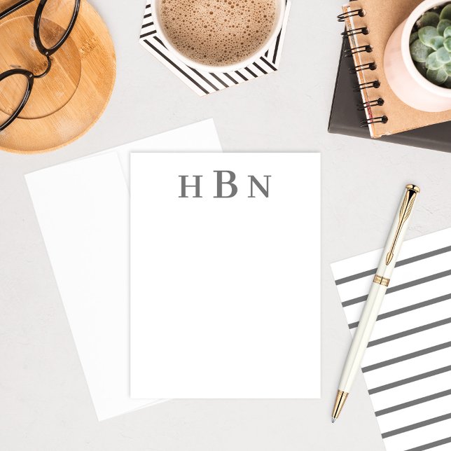 Carte De Correspondance Classic Charcoal Personalized Monogram Initials (Créateur téléchargé)