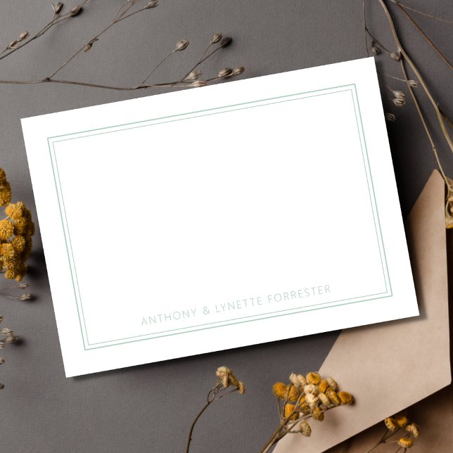 Carte De Correspondance Classic Double Bordure Pistache Vert (Créateur téléchargé)