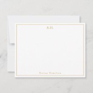 Carte De Correspondance Classic Formal Faux Gold Monogramme Nom Minimalist