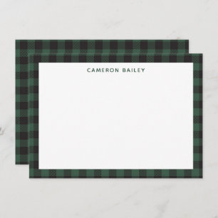 Carte De Correspondance Classic Green Buffalo noir Tartan Plaid Personnel