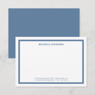 Carte De Correspondance Classic Professional Dusty Blue Border Stationery