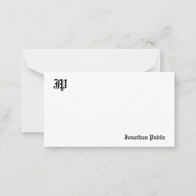 Carte De Correspondance Classic Vieux Anglais Calligraphie Monogramme (Devant)