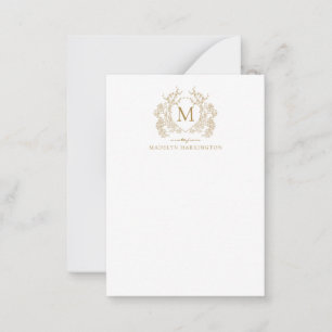 Carte De Correspondance Classic Vintage or Floral Vintage Crest Monogramme