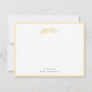 Carte De Correspondance Classic Yellow Bow Nursery Note Card – Personalize