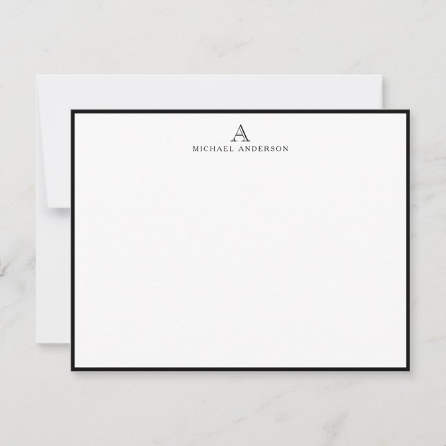 Carte de correspondance classique à monogramme ini (Devant)