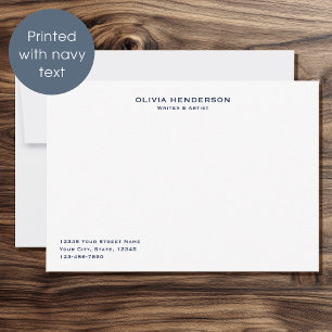 Carte De Correspondance Classique & Élégant Bleu de Travail Professionnel