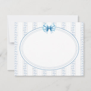 Carte De Correspondance Classique Élégant Ruban Bleu et Blanc Merci