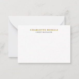 Carte De Correspondance Classique Minimaliste Professionnel Couleur Or