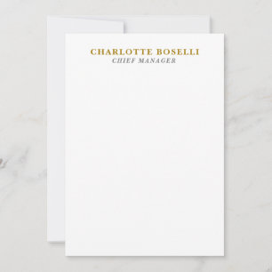 Carte De Correspondance Classique Minimaliste Professionnel Couleur Or