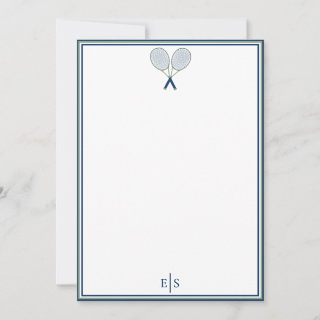 Carte De Correspondance Classique Préparatoire Monogramme à Points Bleu Te (Devant)