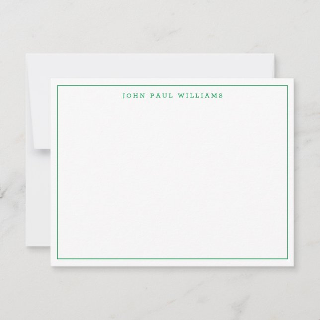 Carte De Correspondance Classique Vert Chic Moderne Professionnel Léger Bo (Devant)