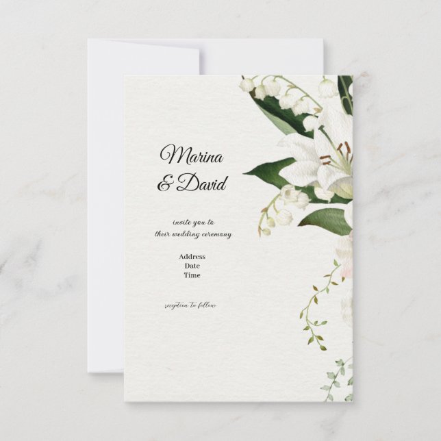 Carte De Correspondance Classiques de Lily à fleurs mariages (Devant)