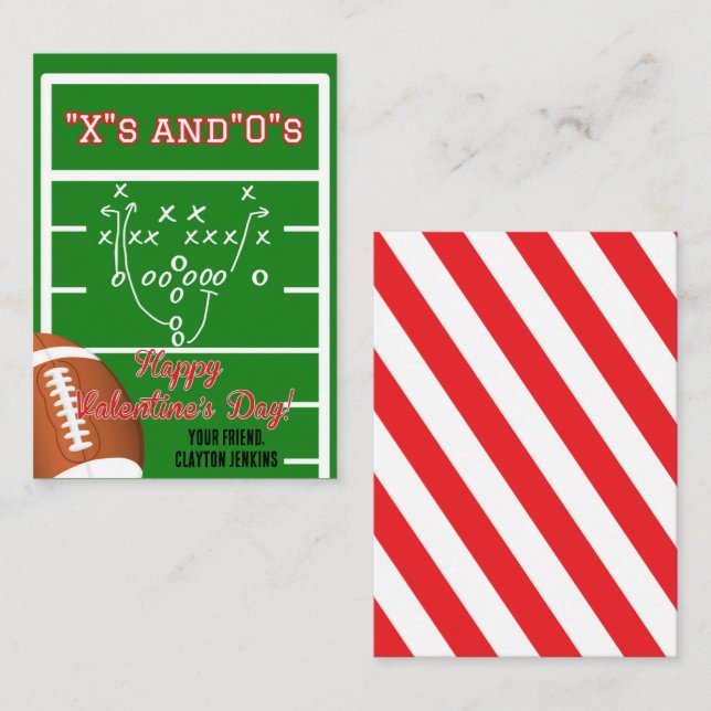 Carte De Correspondance Classroom Football Valentine's Day Card (Devant / Derrière)