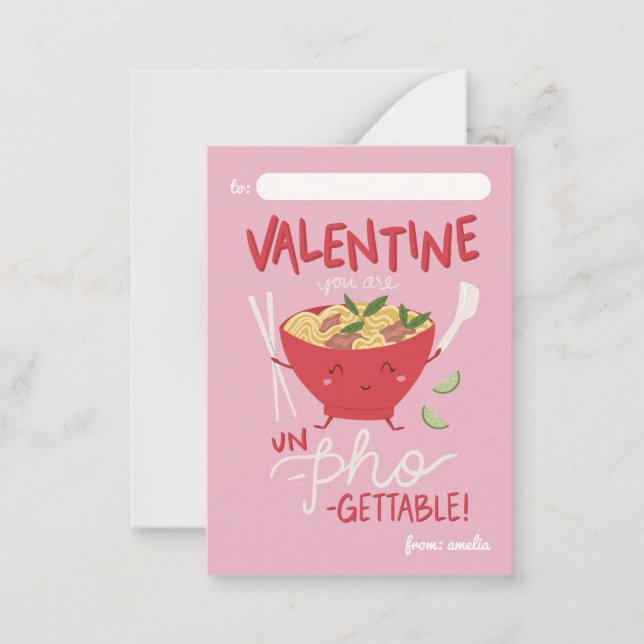 Carte De Correspondance Classroom Valentine Card- Un-Pho-Gettable- Pink (Devant)