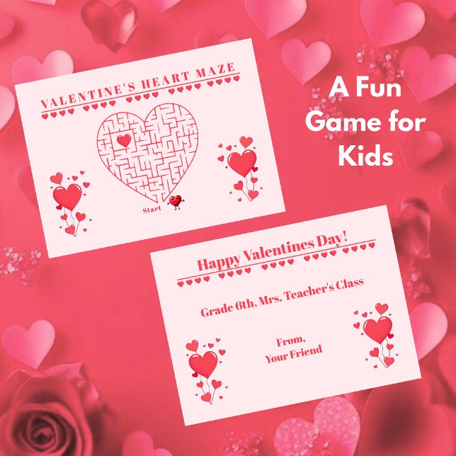 Carte De Correspondance Classroom Valentine's Day Card Game-Maze (Classroom Valentine's Day Card Game-Maze)