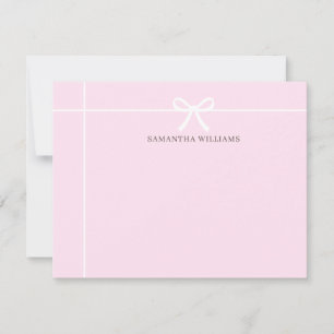 Carte De Correspondance Clou blanc rose vif Bow classique élégant simple