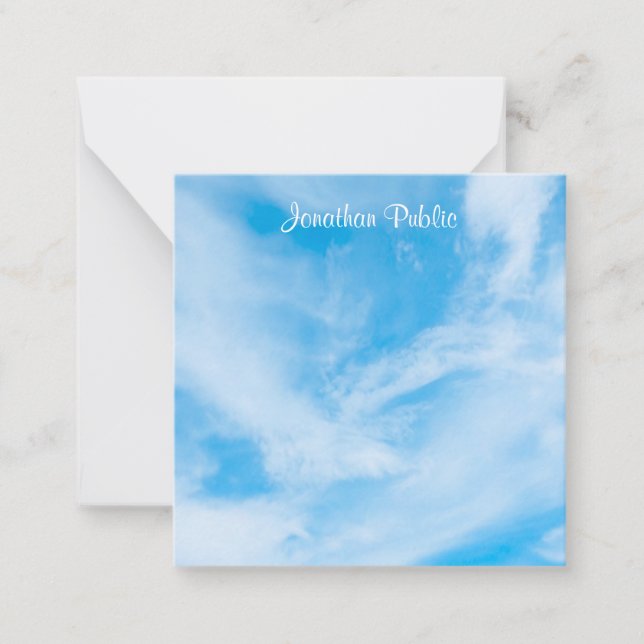 Carte De Correspondance Clouds bleu ciel - Script de calligraphie Texte Mo (Devant)