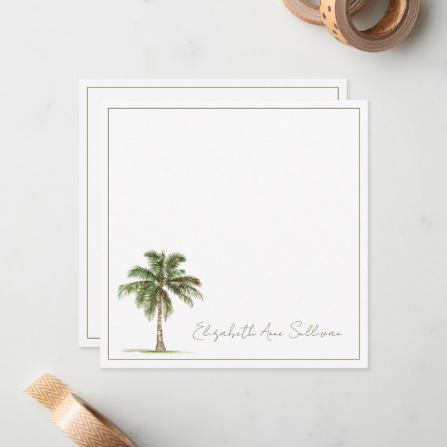 Carte De Correspondance Coastal Palm Tree Personalized (Devant/Arrière en situation)
