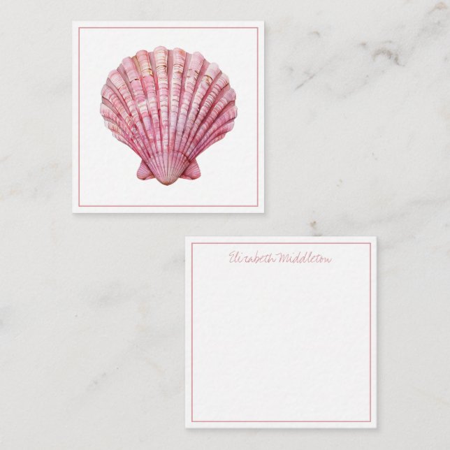Carte De Correspondance Coastal rose coquille personnalisée (Devant / Derrière)