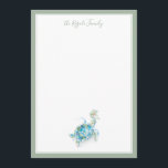 Carte De Correspondance Coastal Watercolor Christmas Sea Turtle Notecards<br><div class="desc">Say thank you to friends and family with my solive and cute personalized note cards. They fey your family name or monogram in a hand lettered script typographiy with a painted sea turtle with a sprig of greenery and red berries in my original watercolor art A thin modern border of...</div>