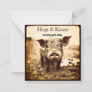 Carte De Correspondance Cochon dans la boue, câlins et baisers, personnali