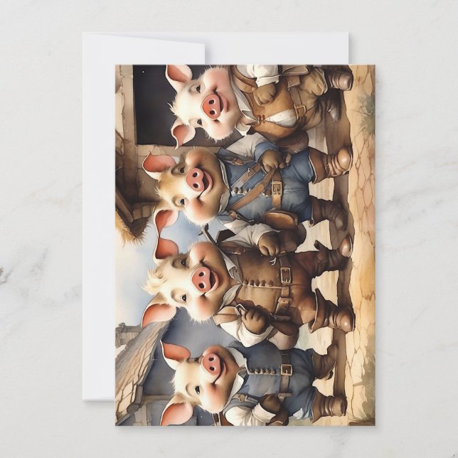 Carte De Correspondance Cochons de Conte de Fées (Devant)