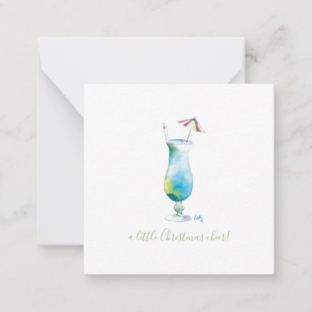 Carte De Correspondance Cocktail de Noël Cheer Mini Holiday Blue Hawaii (Devant)