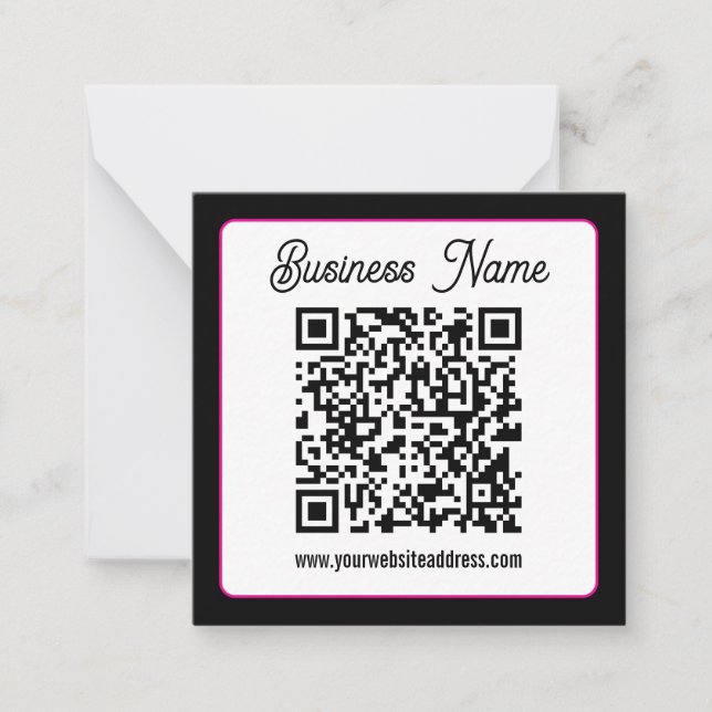 Carte De Correspondance Code QR avec écriture cursive de script (Devant)