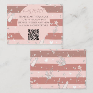 Carte De Correspondance Code QR Cadre Cercle Rose Poussiéreux Baby Shower