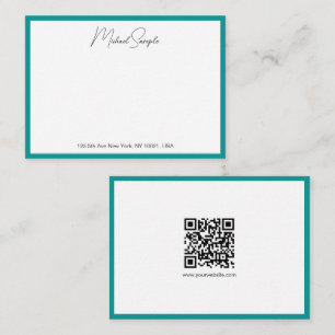 Carte De Correspondance Code QR Calligraphie Nom de Script Blanc et Sarcel