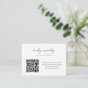 Carte De Correspondance Code QR de réponse Budget Minimaliste Noir Blanc S