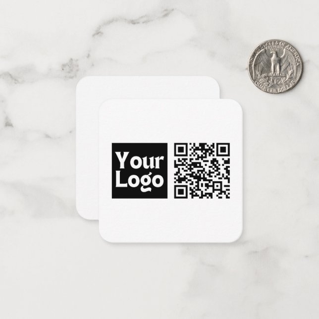 Carte De Correspondance Code QR éditable & Votre logo ou image d'entrepris (Devant/Arrière en situation)