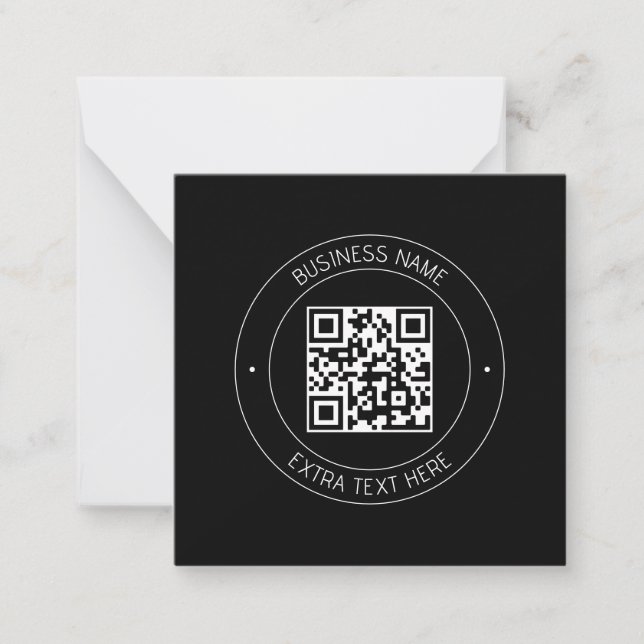 Carte De Correspondance Code QR et texte modifiable | Noir et blanc (Devant)
