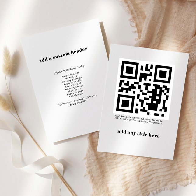Carte De Correspondance Code QR personnalisé Moderne tendance (QR Code Business Personal Ideas Note Card)