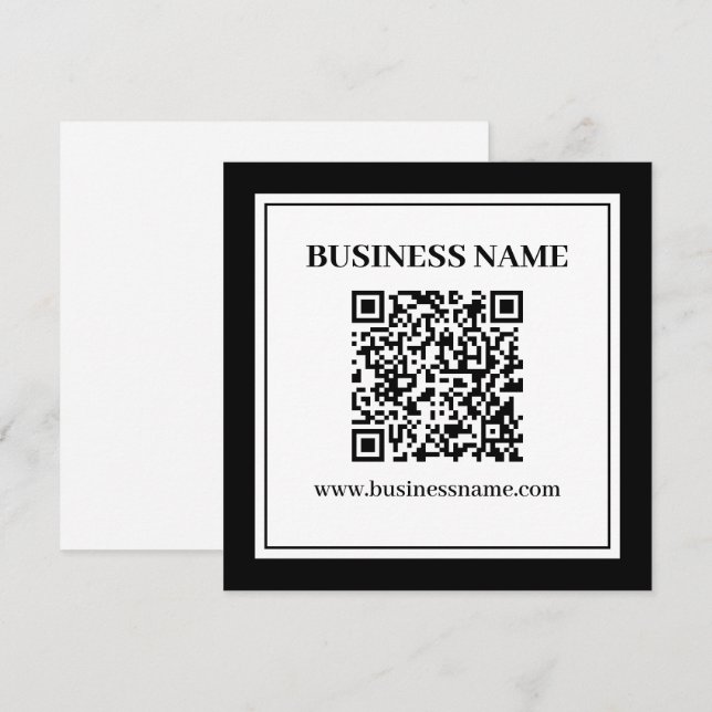 Carte De Correspondance Code QR professionnel | Noir & Blanc (Devant / Derrière)