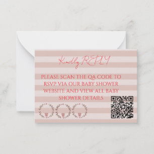 Carte De Correspondance Code QR RSVP Bandes Roses