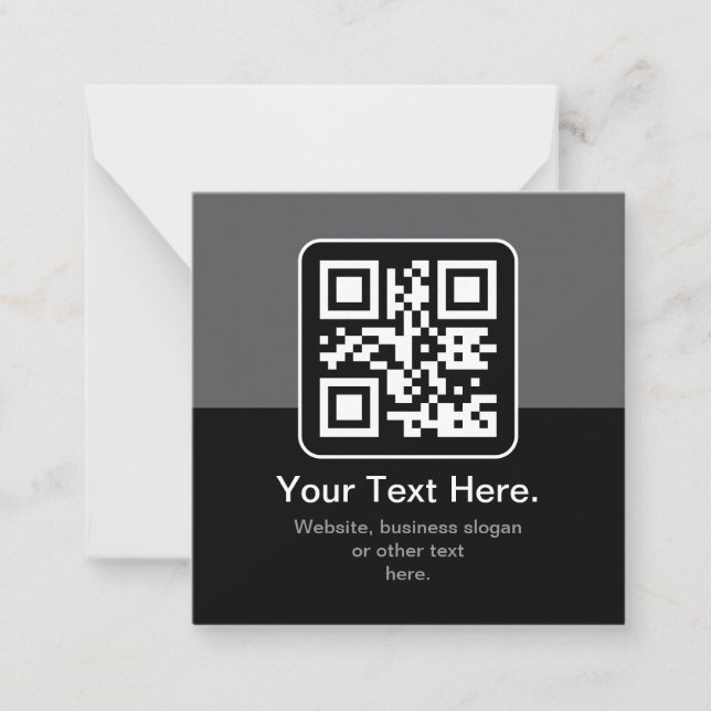 Carte De Correspondance Code QR scannable moderne | Noir Gris & Blanc (Devant)