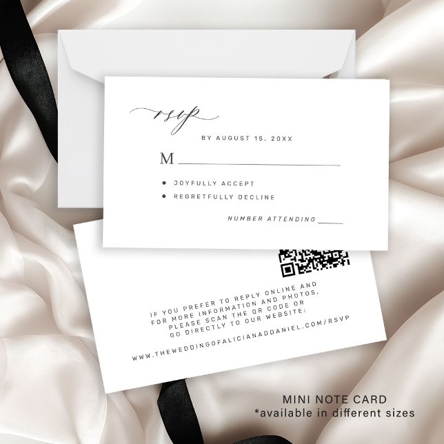 Carte De Correspondance Code QR simple RSVP mariage noir et blanc (Créateur téléchargé)