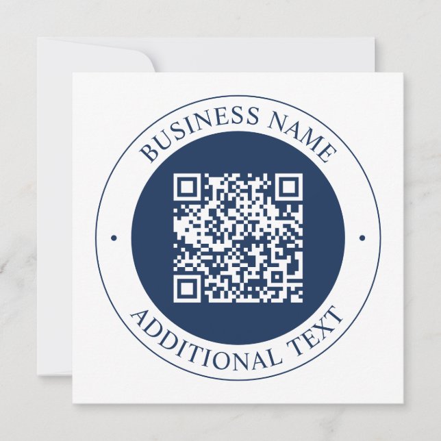 Carte De Correspondance Code QR & Texte personnalisables | Bleu marine fon (Devant)