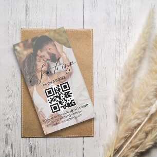 Carte De Correspondance code rsvp qr minimaliste mariage photo couple