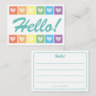 Carte De Correspondance Coeur arc-en-ciel mignon Hello Lini