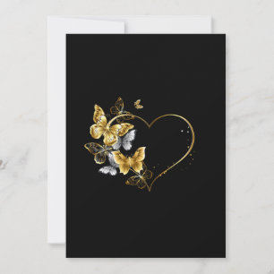 Carte De Correspondance Coeur aux papillons d'or