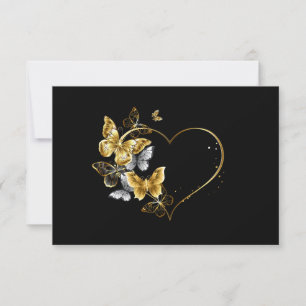 Carte De Correspondance Coeur aux papillons d'or