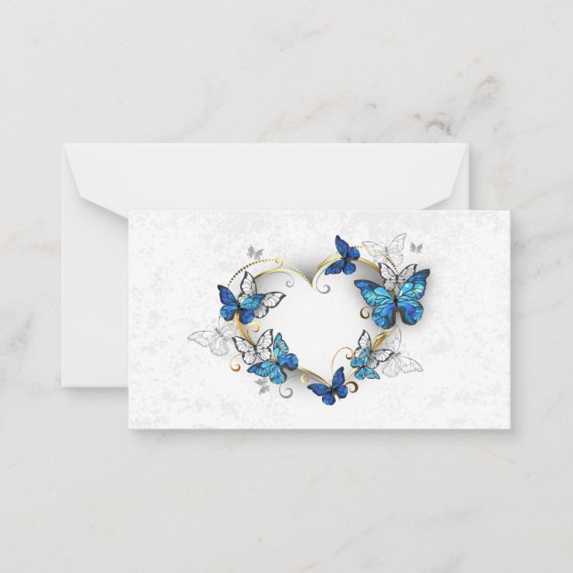 Carte De Correspondance Coeur bijoux avec papillons Morpho (Devant)