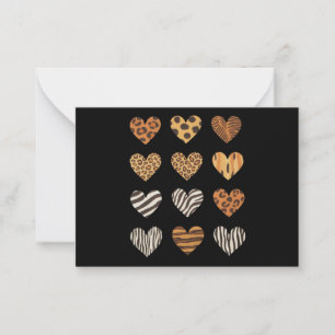 Carte De Correspondance Cœur d'amour Léopard Mignon Saint-Valentin 