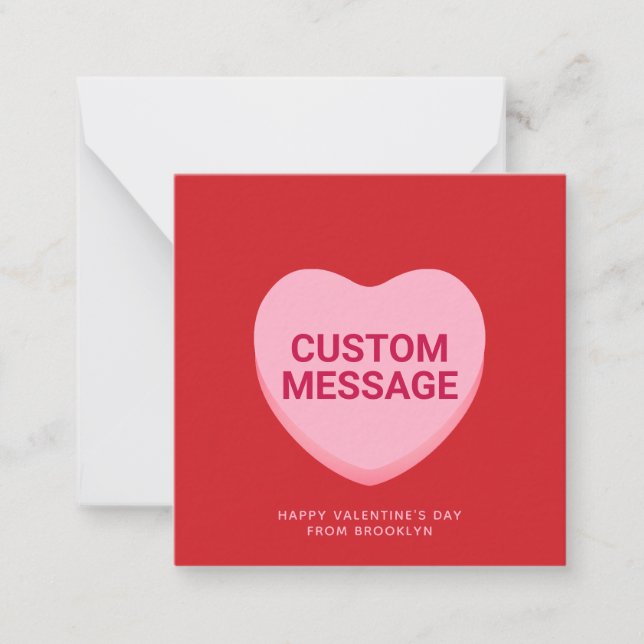 Carte De Correspondance Coeur de conversation de message personnalisé roug (Devant)