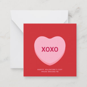 Carte De Correspondance Coeur de conversation rose rouge XOXO Saint Valent