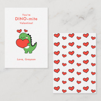 Carte De Correspondance Cœur de Dino Saint-Valentin personnalisé